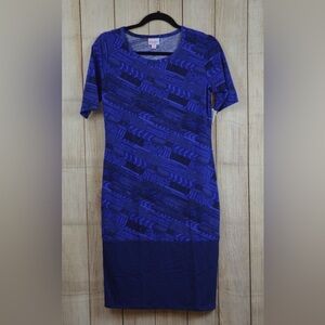 LuLaRoe Julia Blue/Purple Geometric Midi Dress